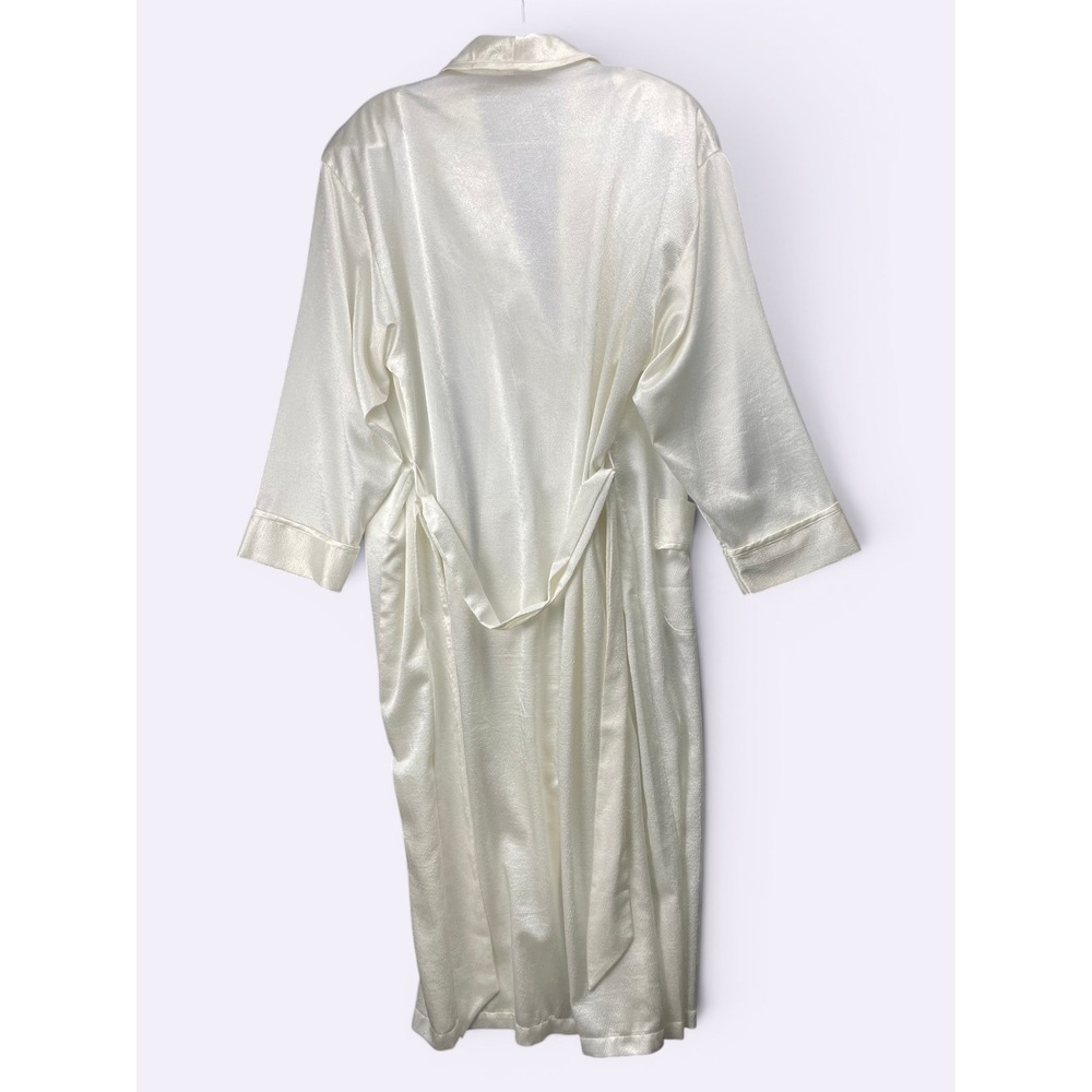 Vintage Victorias Secret Gold Label White Satin Robe Shawl Collar M/L - Picture 5 of 5
